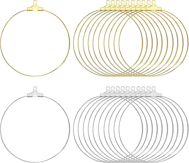 100 PCS Earring Making Kit Earring Hoops for Jewellery Making Bulk Beading Hoops Earring Finding Round Hoops Earring Making Craft Hoops for DIY Jewellery Findings Earring Making Supplies 30mm