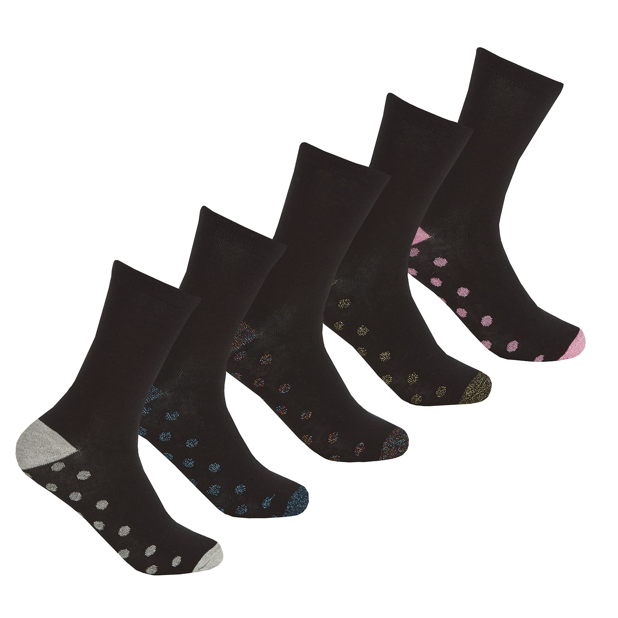 Undercover 5 Pairs Ladies Glitter H&T Socks 41B620 Spots