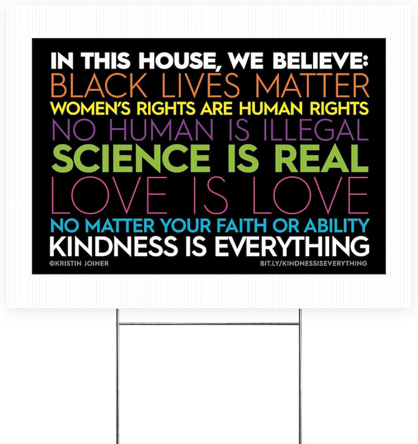 CafePress #Kindnessiseverything Yard Sign Expanded Yard Sign, Vinyl Lawn Sign, 22" w x 18" h