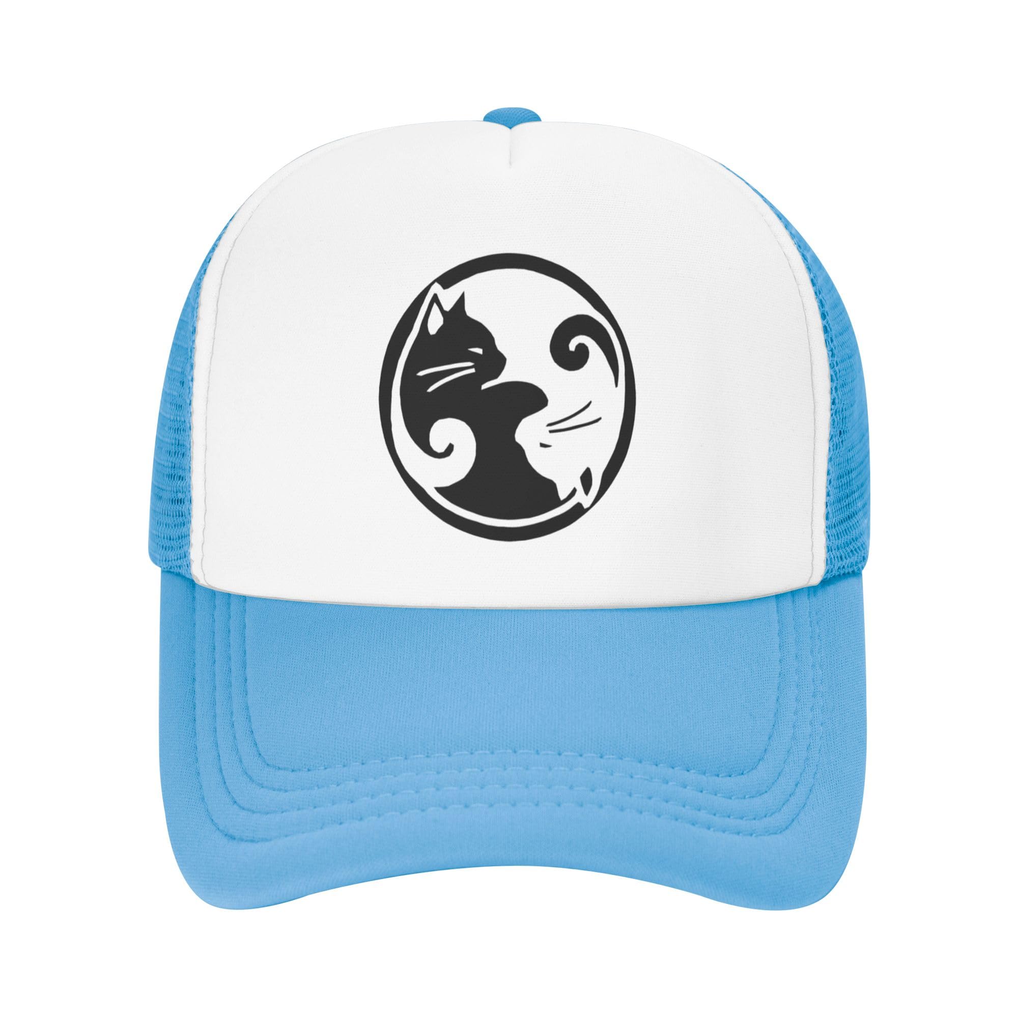Yin Yang Cat Lightweight Mesh Baseball Hat Fishing Sun Cap Outdoor Casual Cap Sky Blue