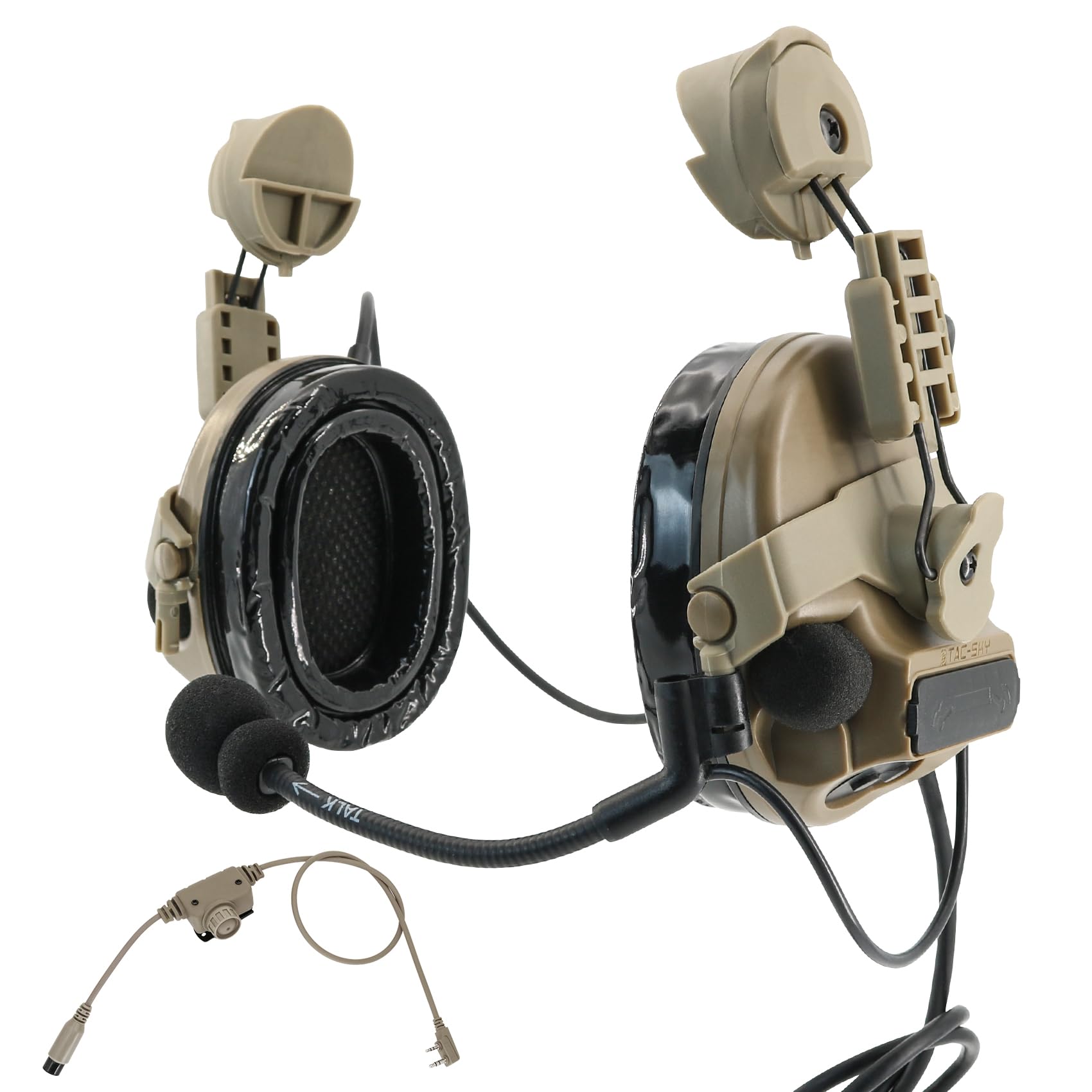 Hearangel Tactical Headset with mic C3 Noise Reduction Airsoft Headset Sound Pickup w/Rail Adapter & K Plug 2 Pin Ptt