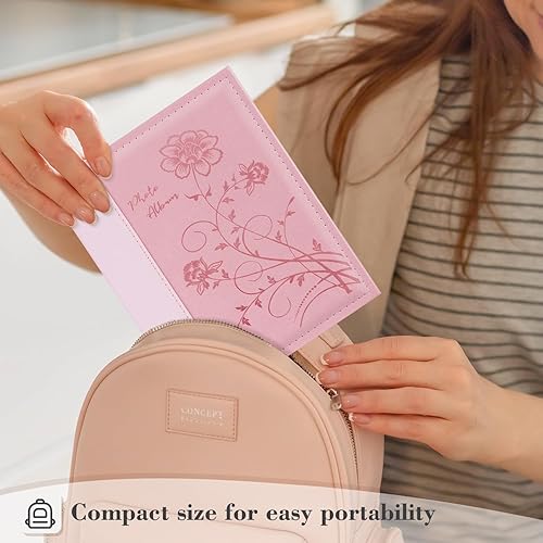 Miniatura 6 de Artmag Álbum de fotos de 5 x 7 pulgadas, páginas transparentes, con bolsillos, cubierta de cuero, libro deslizante para álbum de fotos, con