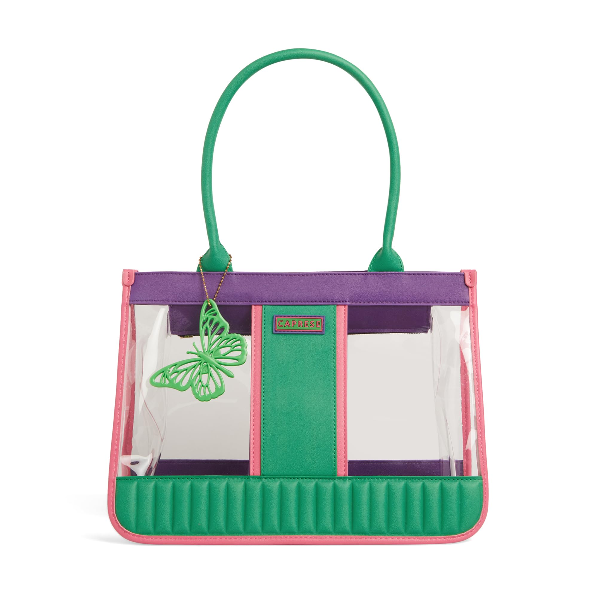 Madonna Laptop Tote Bag Large | Vibrant Transparent Handbag with Adjustable & Detachable Sling Strap, Secure Zip Closure | Shoulder Bag | Perfect for Office & Casual Use (Green & Purple)-image-27