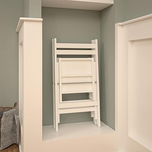 Miniatura 7 de COSCO XL Silla plegable con respaldo de listones de madera paquete de 2 color blanco