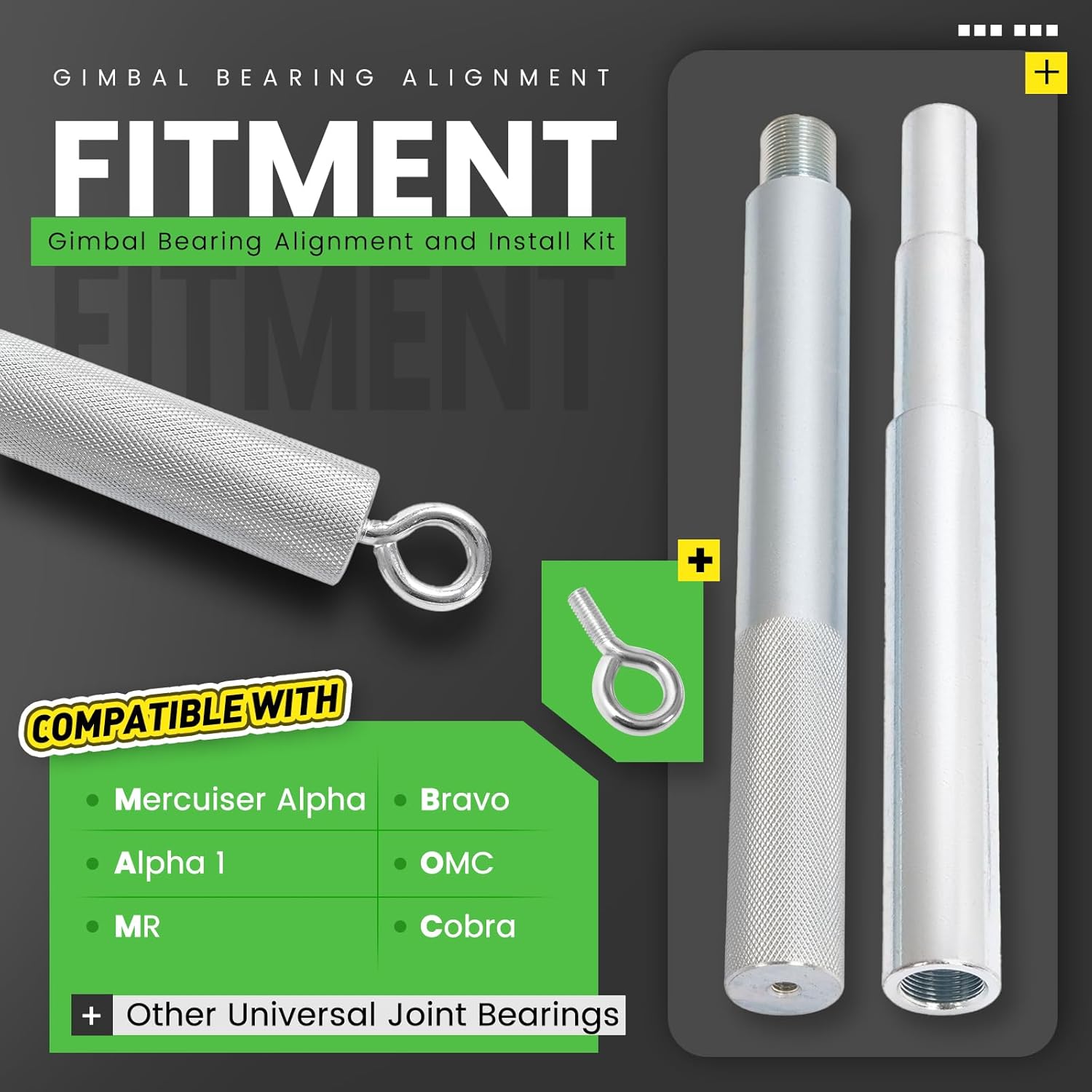 WUTIST Gimbal Bearing Alignment Tool Fit for Alpha, Mercuiser Alpha 1, Bravo, OMC, Cobra, MR Heavy Duty Outdrive Coupler Engine Alignment Bar Steel Silvery Galvanized