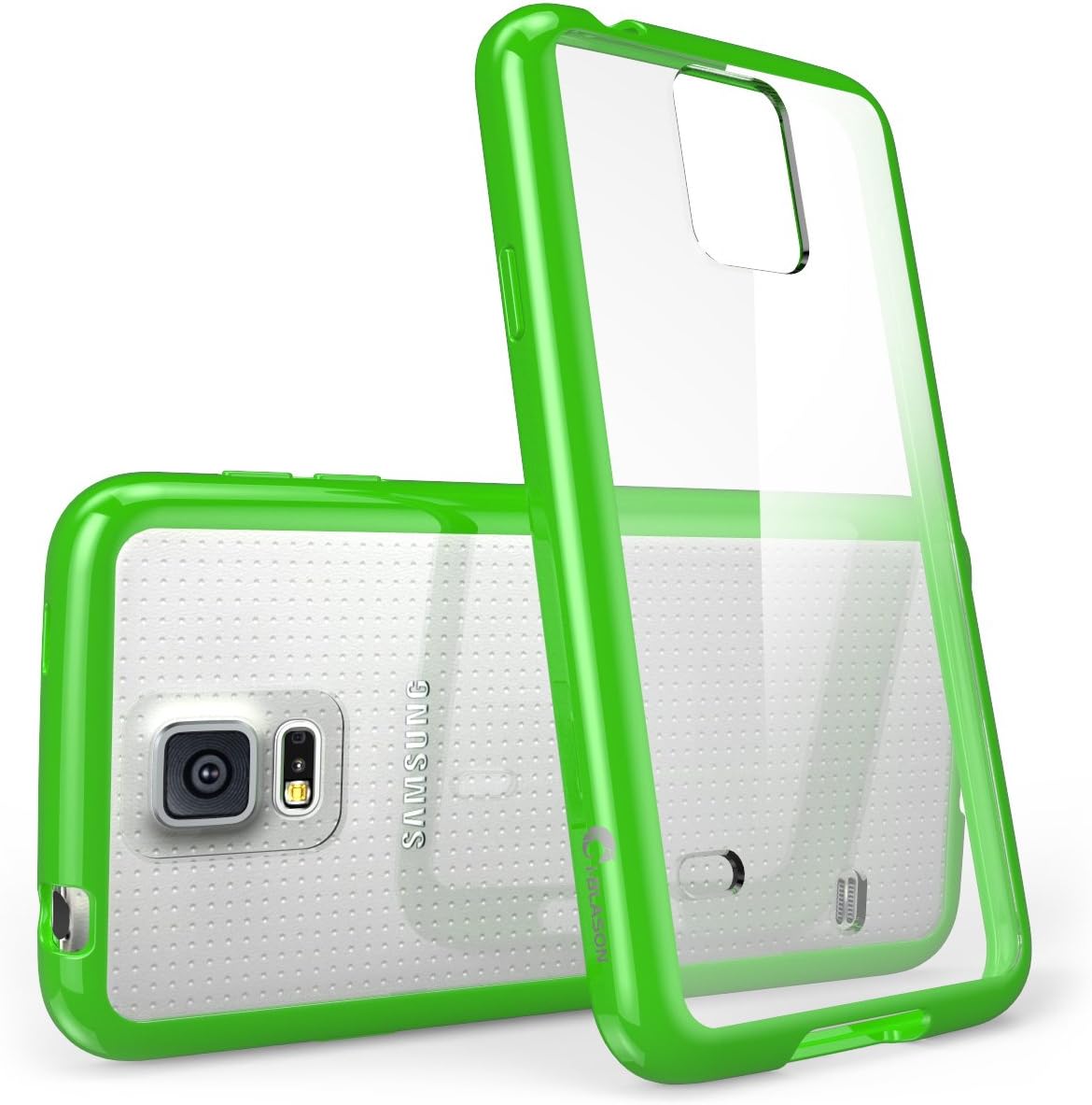 Galaxy S5 Case, i-Blason Scratch Resistant Hybrid Clear Case / Cover with TPU Bumper for Samsung Galaxy S5 (Clear/Green)