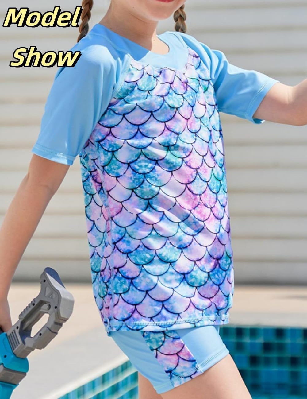 Lovekider Girls Swimsuits Two Piece Rash Guard Set Short Sleeve Bathing Suit Liner Swimwear with Sun Protection 3-12T - Image 4