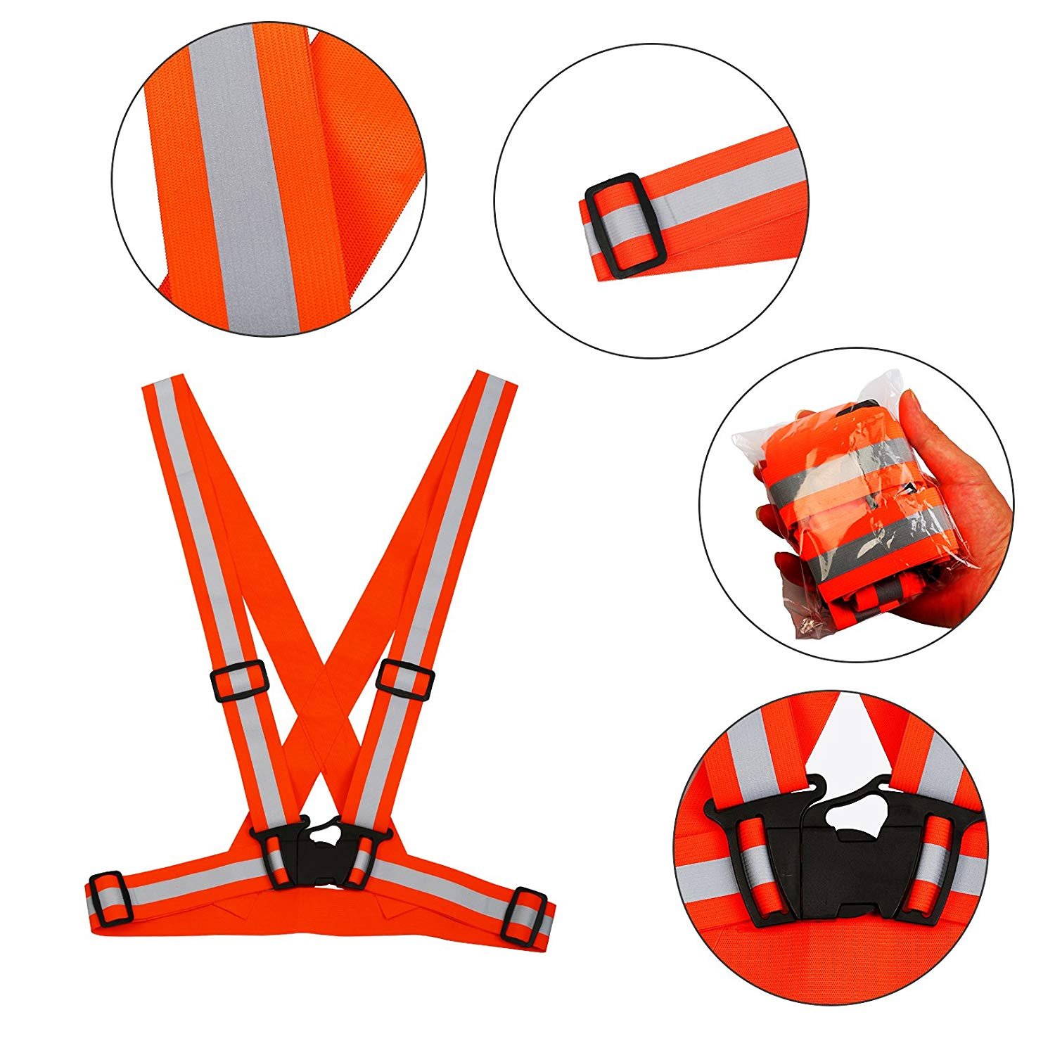 Gilet Catarifrangente Regolabile - 2Pcs Con Nastri Riflettenti, Per Sicurezza Notturna - Foto 8