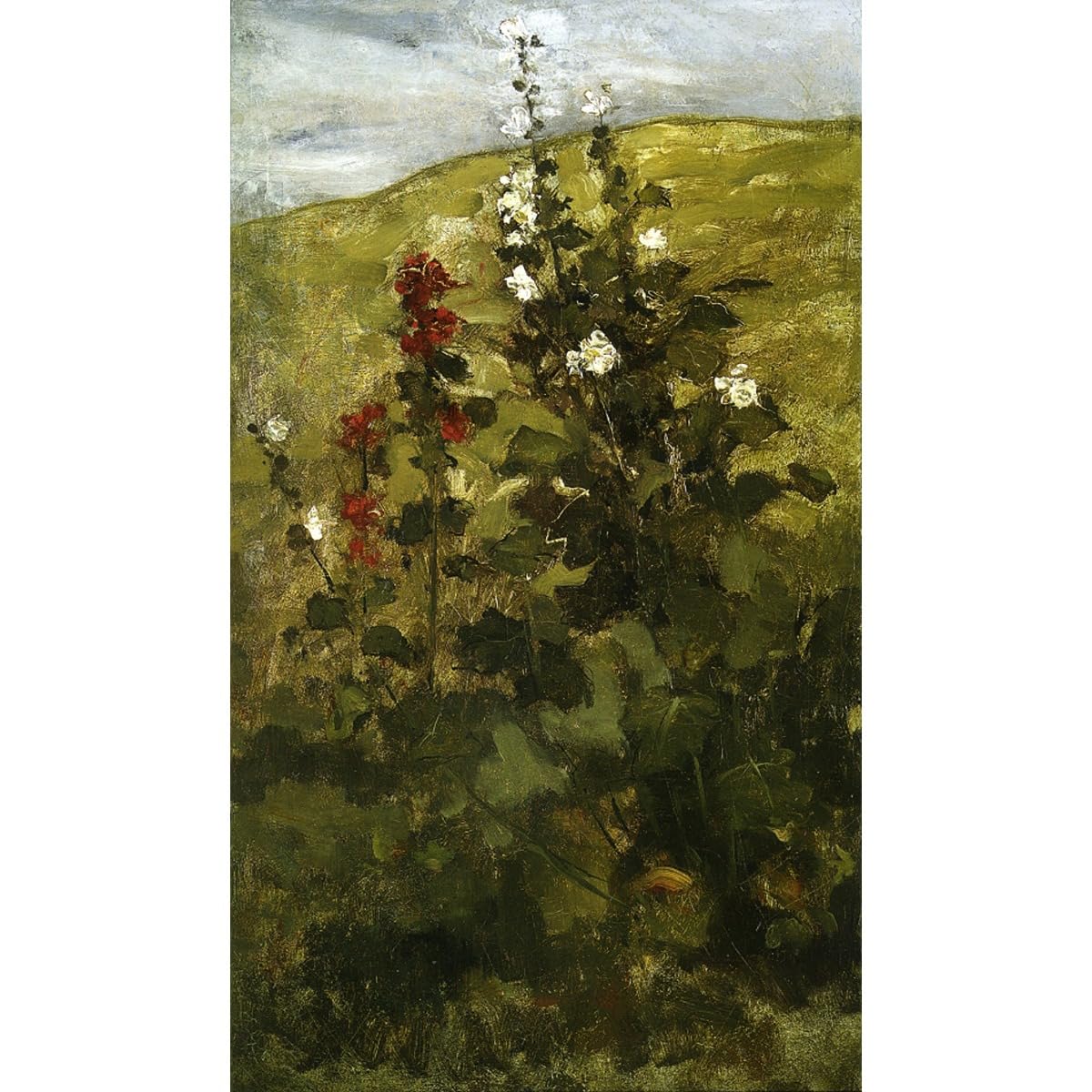 Impression giclée sur toile Roses trémières ARTICULOZY qualité musée