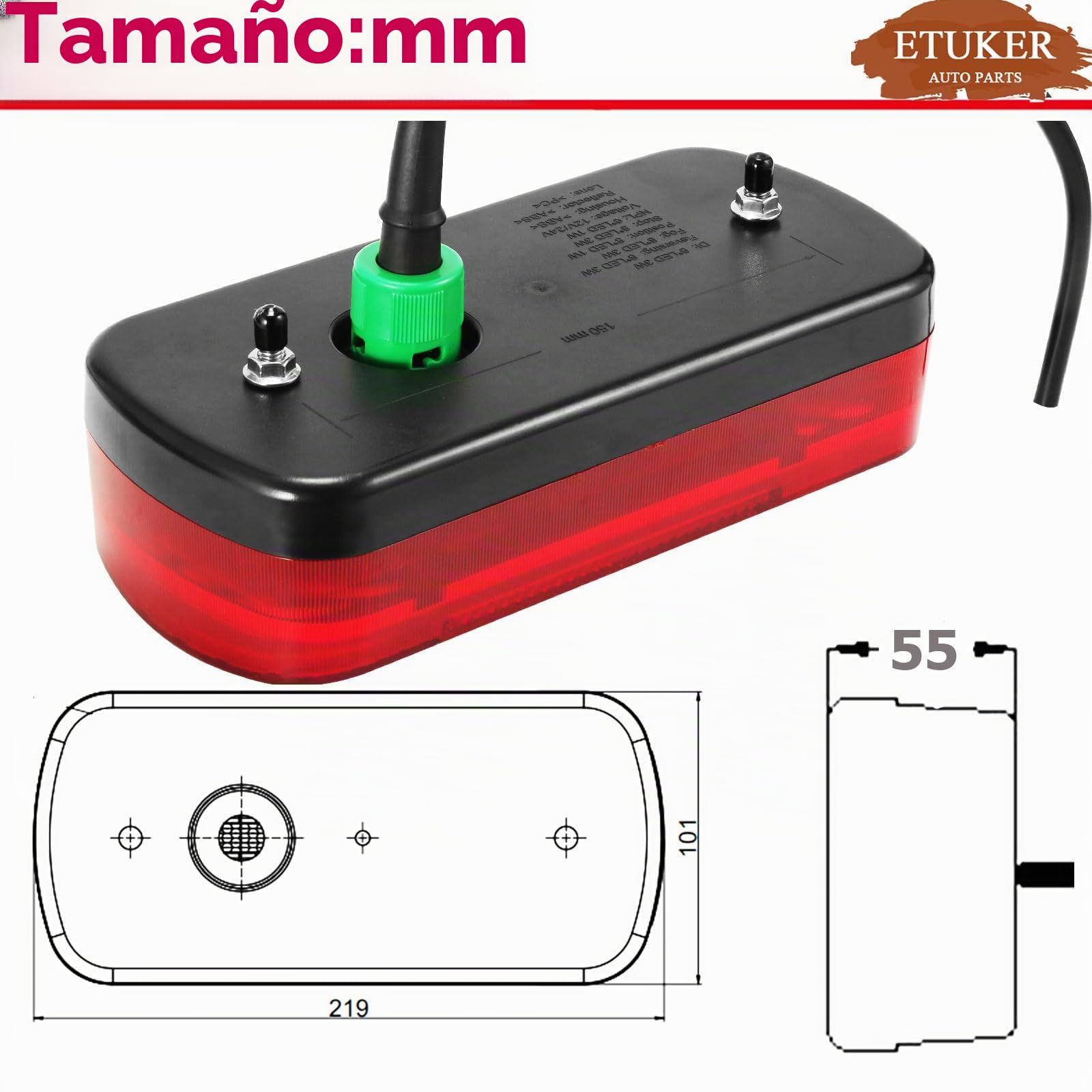 Pilotos Traseros Remolque LED 12/24V Homologados 7Funcione Luz Antiniebla/Piloto Marcha Atrás/Luces de Matrícula