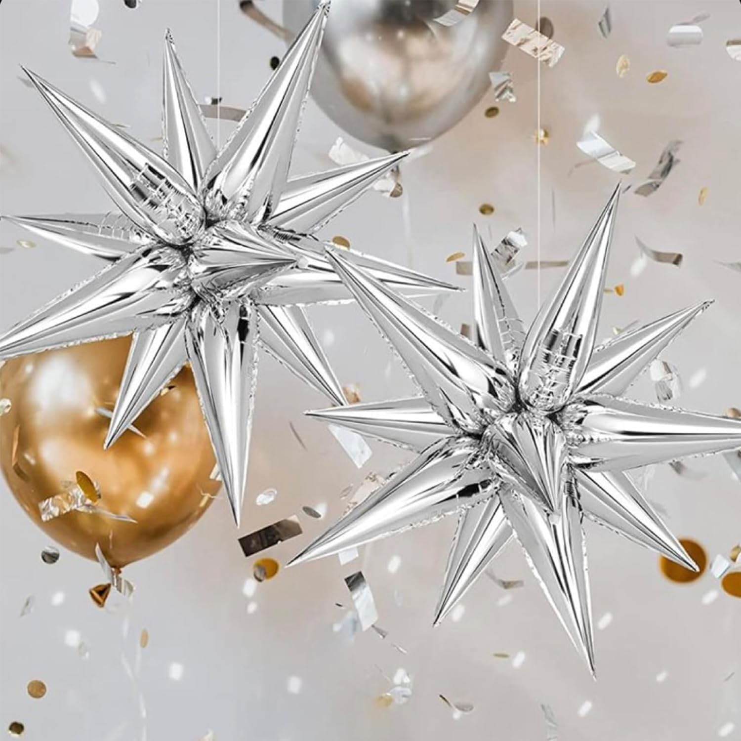 Zilver 25 Jarig Huwelijk Trosje Helium Ballonnen - Gevuld Met Helium