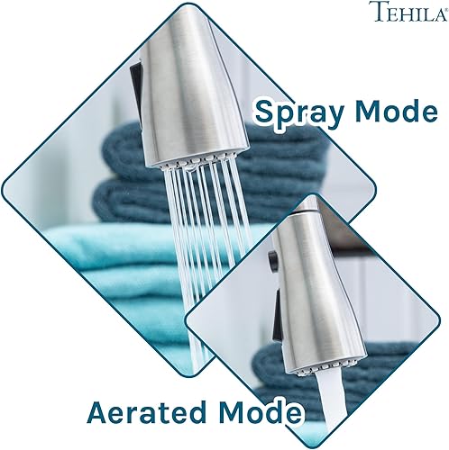 Miniatura 7 de JS Jackson Supplies - Fregadero blanco en tocador blanco, grifo rociador desplegable de acero inoxidable, dispensador de jabón y armario espacioso