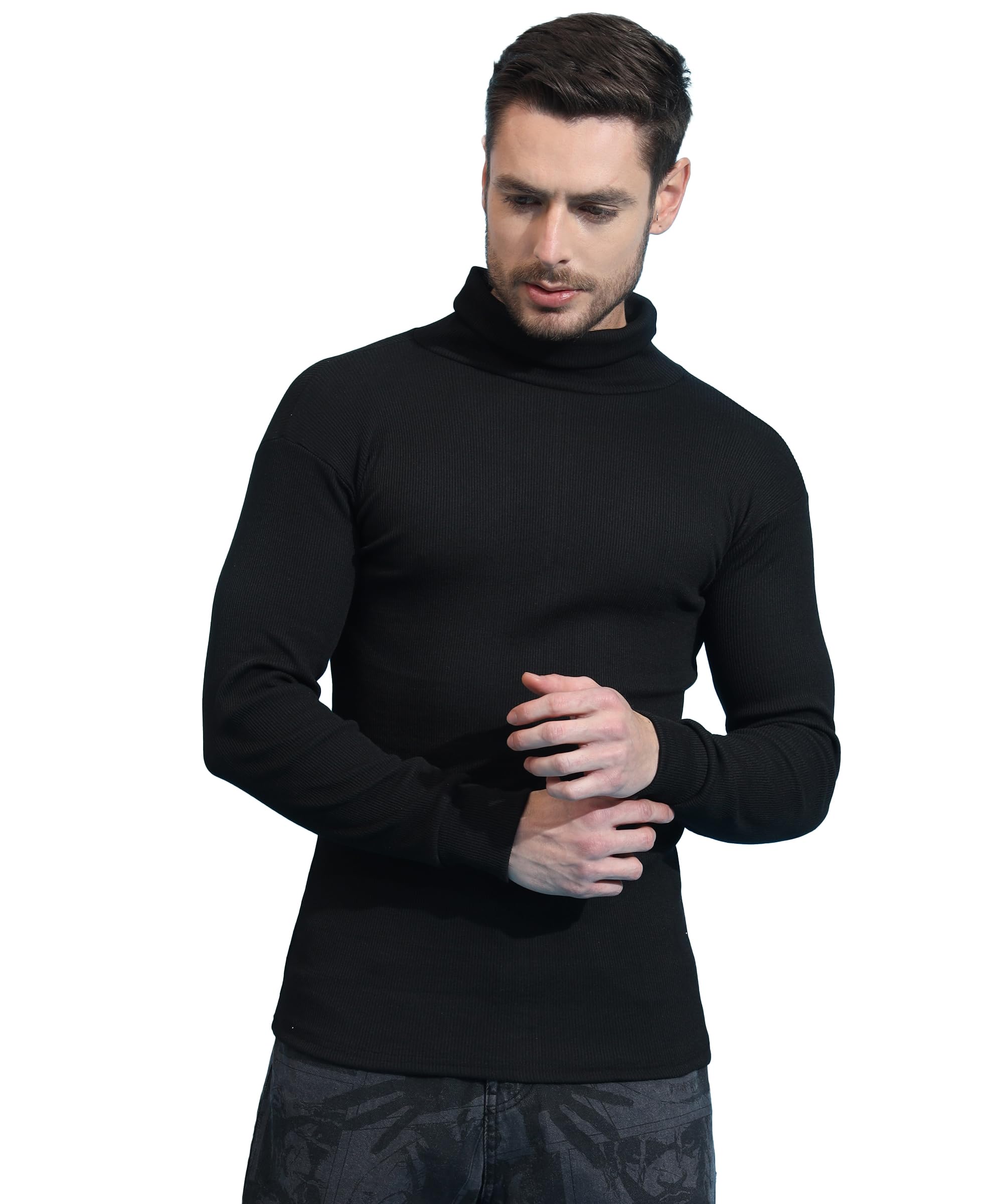 juari be a gentleman Men's Ribbed Turtleneck Sweater, Long Sleeve-picture-53