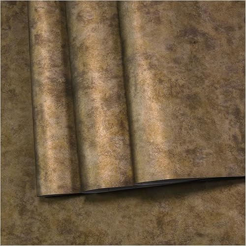 Miniatura 21 de Papel tapiz extra ancho para despegar y pegar, vinilo de hormigón, 48 x 354 pulgadas, color dorado, cobre, marrón/naranja, papel tapiz moderno de