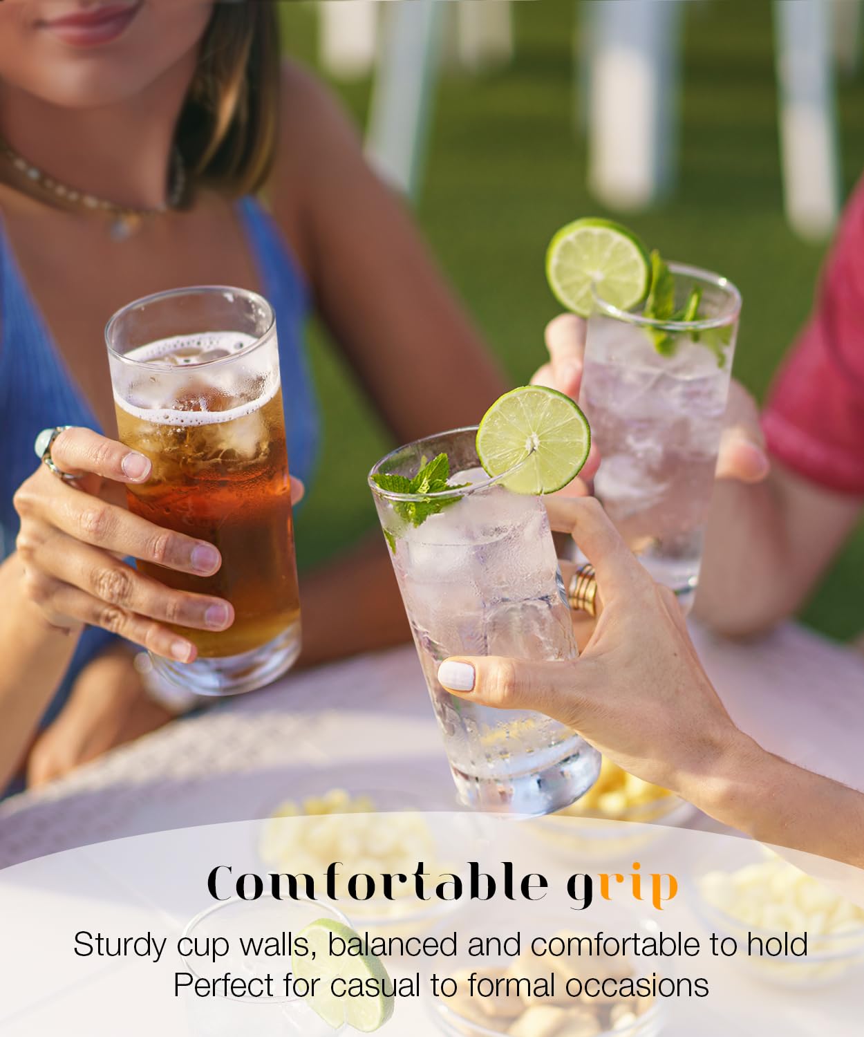 LUNA & MANTHA Highball-Gläser 453 Ml – 4er Set, Bleifrei, Breite Öffnung, Für Cocktails & Longdrinks