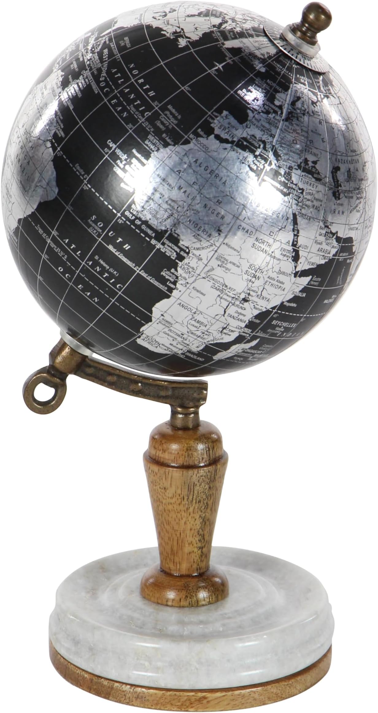 Deco 79 Plastic Globe with Marble Base, 5" x 5" x 10", Black