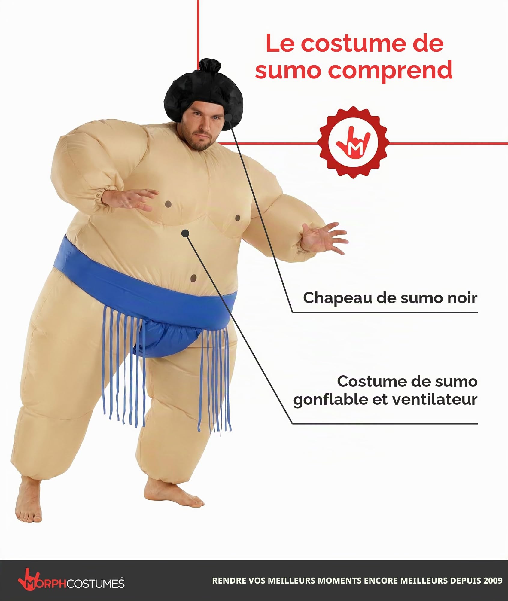 Morph Costume de lutteur Sumo gonflable, costume de sumo gonflable, costume d'Halloween pour homme, costume d'Halloween pour homme