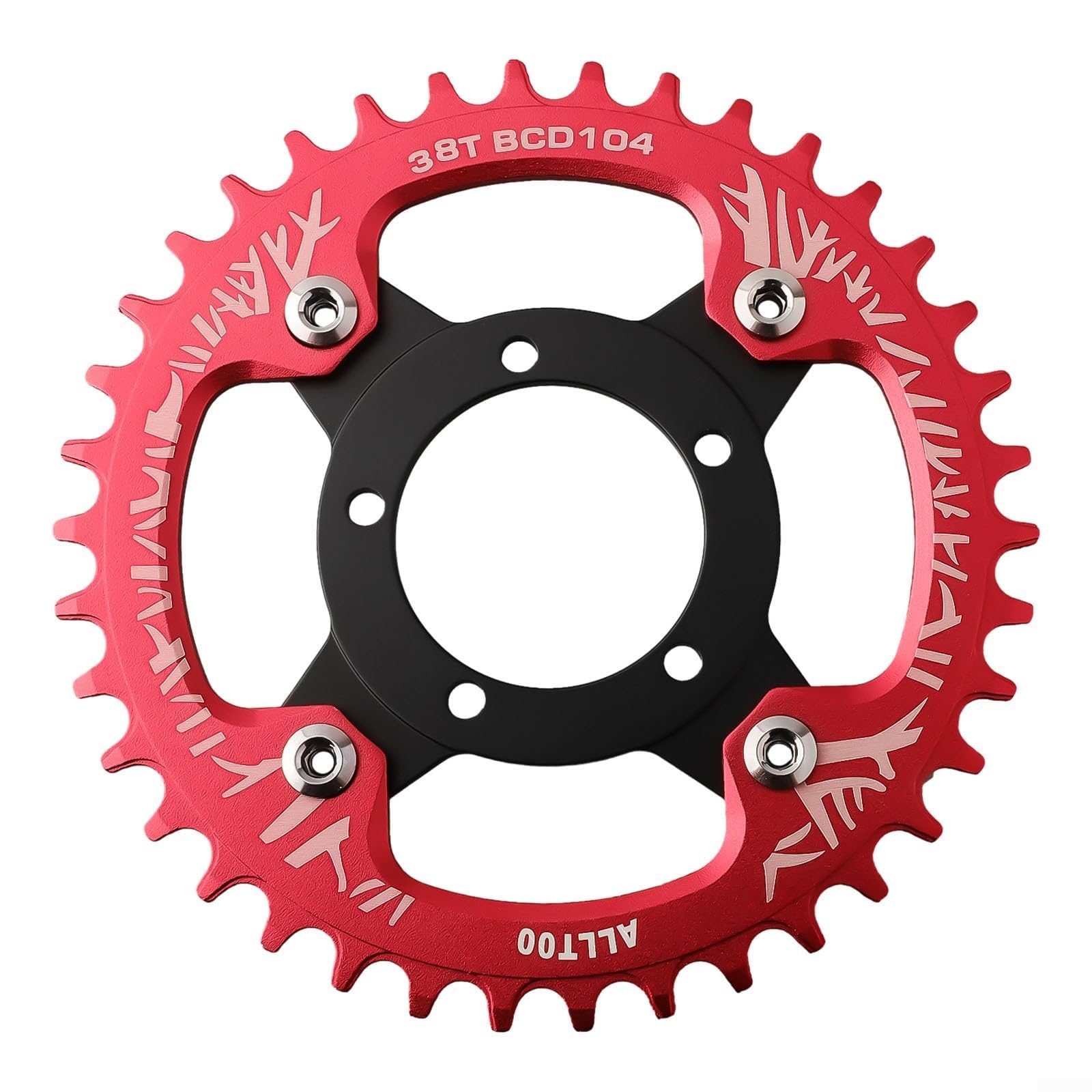 104BCD - Catena per anello adattatore Spider per motore Bafang 01/02, componente per ruota dentata in lega di alluminio (rosso, 32 T)