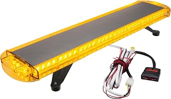 38 Inch LED Strobe Light Bar, 72 High Intensity LEDs Emergency Amber Flashing Light, 360  Visibility Hazard Warning Light with Mounting Bracket for Snow Plow Truck Construction Vehicle DC10-30V