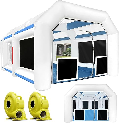 BONOOTH Cabina de pintura inflable de 21.5 x 13 x 9 pies con sopladores de 950 W+450 W para pintura de piezas de automóviles y muebles, cabina de