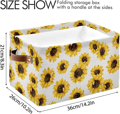 Miniatura 3 de Cesta de almacenamiento de girasoles para juguetes, canasta de lavandería con asas para sala de juegos, sala de estar, cama, oficina, ropa,