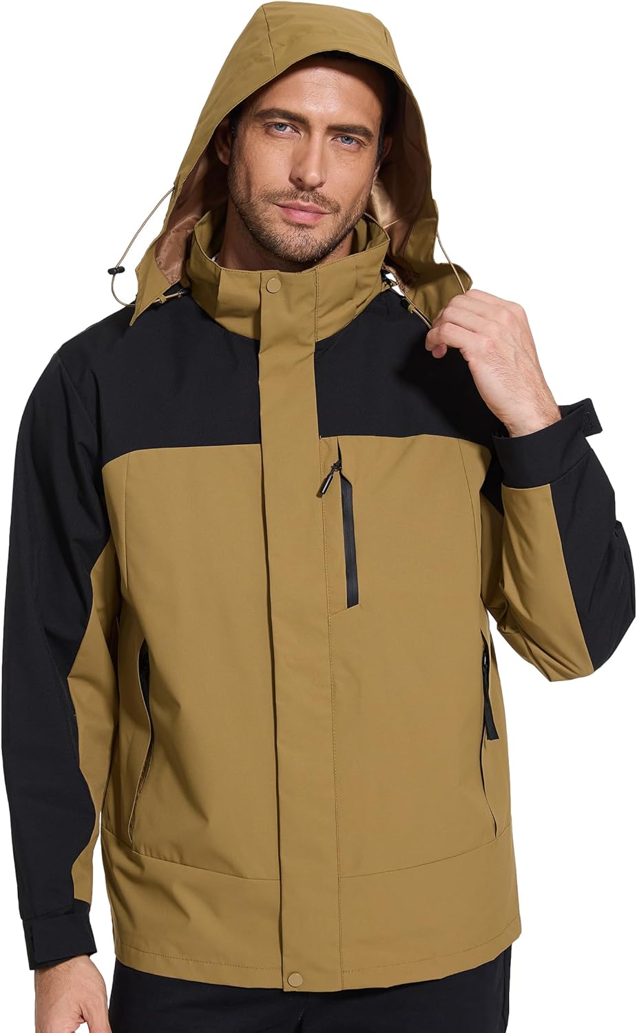 10000mm H2O Waterproof Rain Jacket Windproof Soft Shell Raincoat Windbreaker with Removable Hood - Image 3