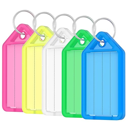 Uniclife 20 Pieces Key Tags 2 Inch Plastic Key Chain