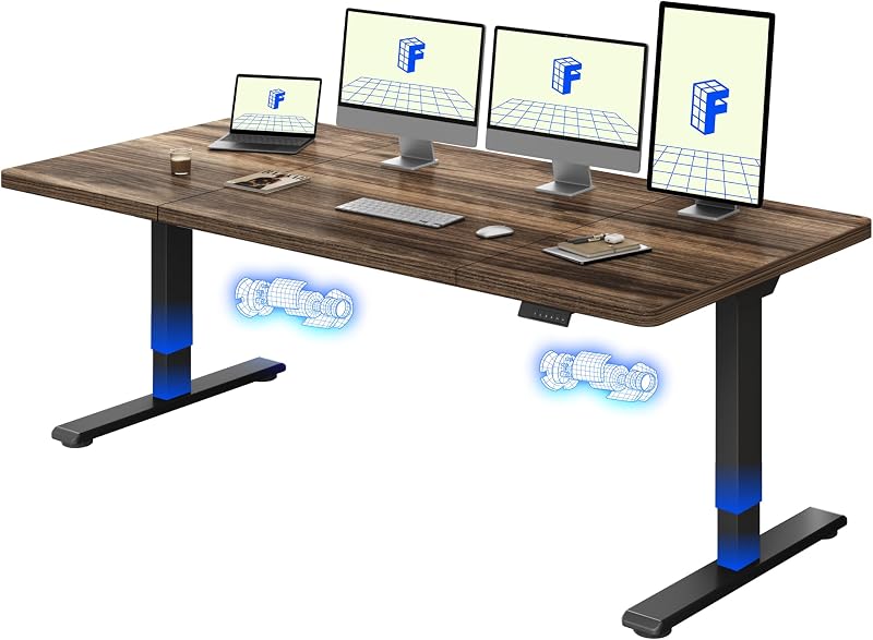 FLEXISPOT Scrivania regolabile 200x80 cm nero-marrone