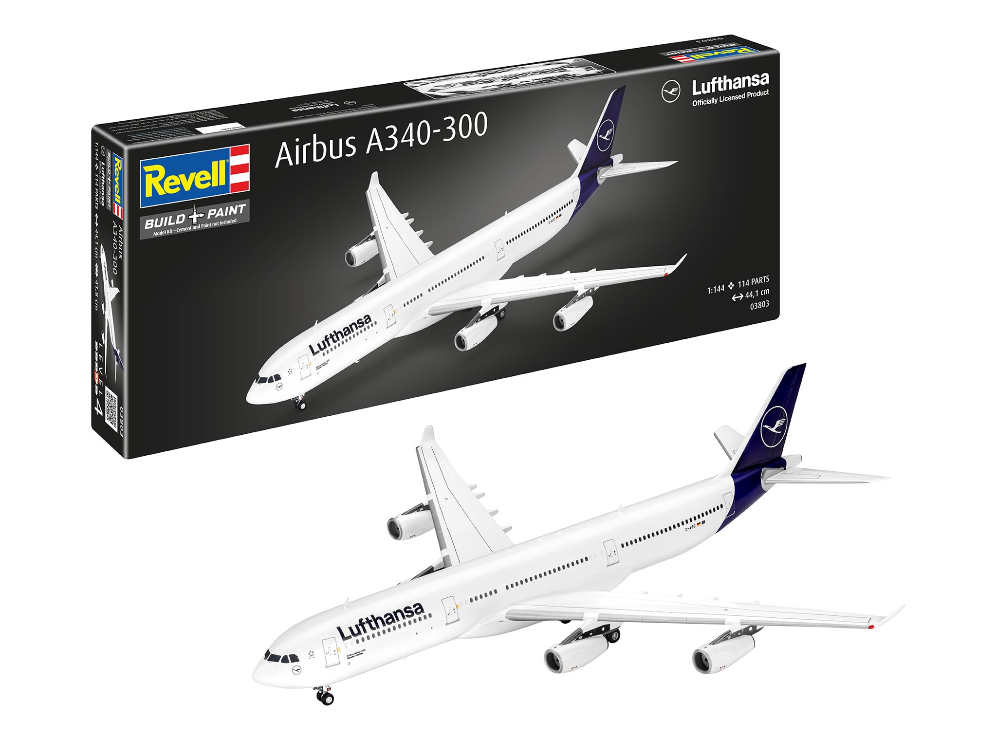 Revell 03803 A340-300 Lufthansa New Livery 1:144 Scale Unbuilt/Unpainted Plastic Model Kit