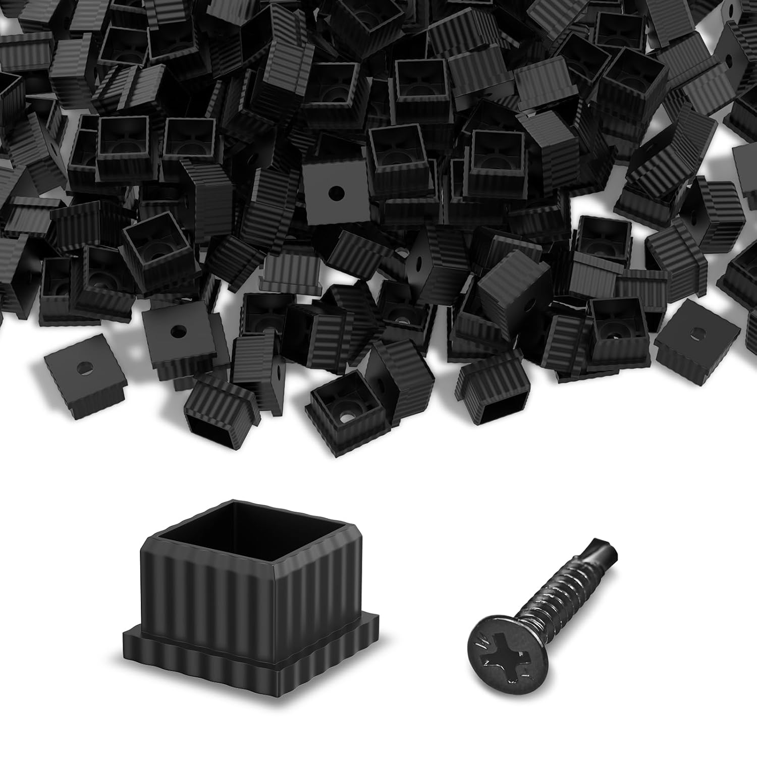 BLIKA 125 Pack Adjustable Baluster Connectors for Tube Post, 3/4" Black Anti-UV Black Baluster Connectors with Screws for 29~45° Stairs, No Drilling, for Deck Handrail Staircase Balusters