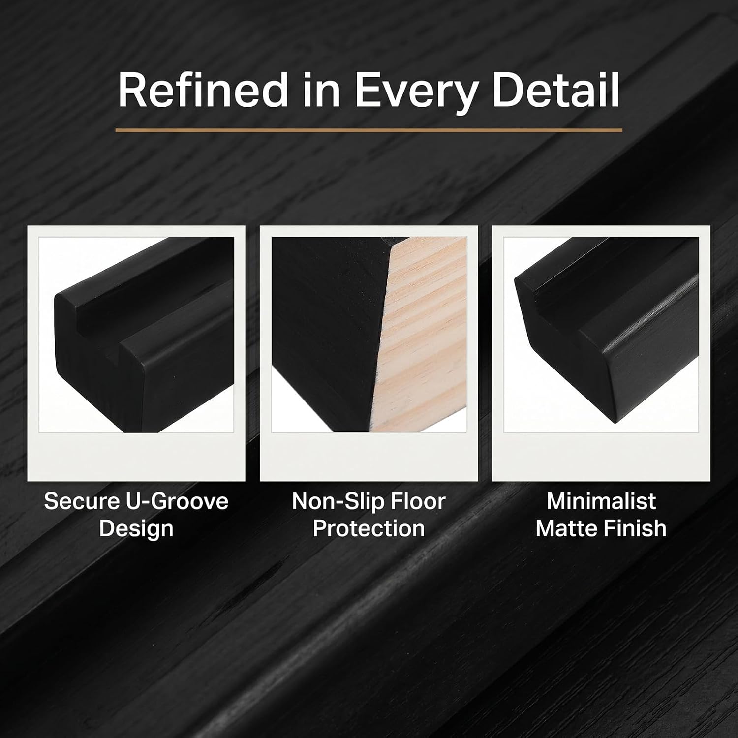 Full Length Mirror Stand Stable Broadened Base 2pcs Wooden and Black with U-Shaped Anti-Slip Support Block Matte Finish for Dressing Areas on Hardwood Floors