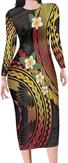 Polynesian Sexy Midi Dresses for Women S-7XL Puletasi Bodycon Women's Dresses Package Hip Summer Pencil Dress