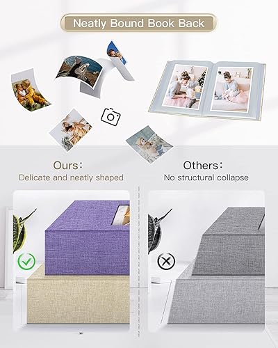 Miniatura 5 de popotop - Álbum de fotos 4x6 con 100 fotos, libros de fotos con 100 bolsillos verticales, cubierta de lino, álbumes para fotos familiares, de boda,