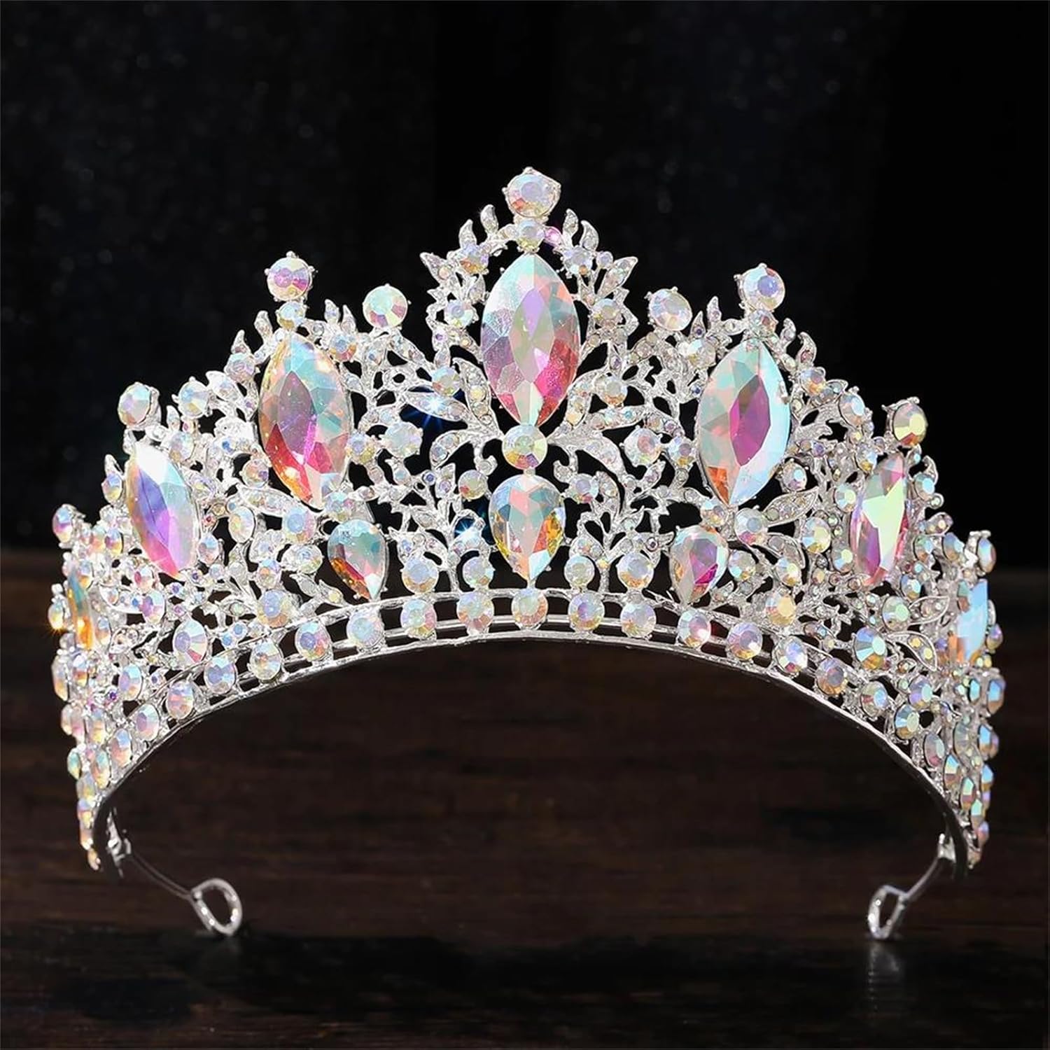 Elegant Red Floral Crown For Women Crystal Rhinestone Princess Tiara Bridal Headpiece Wedding Hair Accessories For Prom Birthday Party Costume