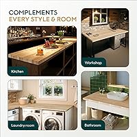 Vista 7 de Bme Hevea Encimera de Bloque de Carnicero de Madera Maciza, Superficie de Mesa de Madera, Superficie de Mesa de Bloque de Carnicero para Isla