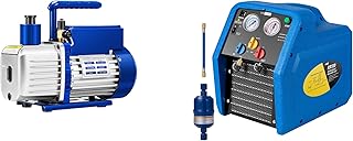 VIVOHOME 4.5 CFM 1 Stage A2L HVAC Vacuum Pump, Sparkless Motor for R32 R1234yf R454B R134a R22 R410a Systems, with VIVOHOME 1 HP Dual Cylinder Portable Refrigerant Recovery Machine R32 R1234yf R454B