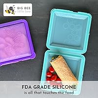 Vista 2 de Big Bee, Little Bee - SoftShell Contenedor de Almacenamiento de Alimentos de Silicona Reutilizable con Tapa de Concha Conectada, Fácil de Limpiar