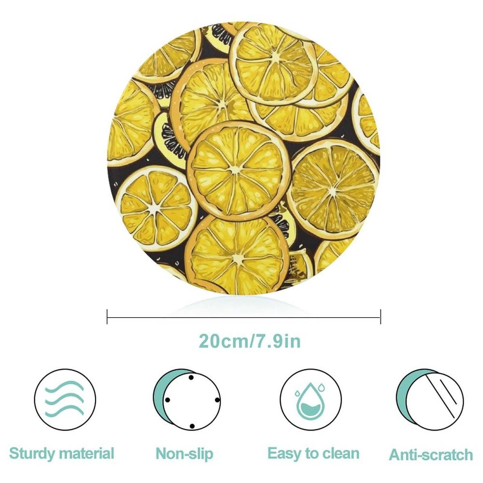 Tagliere rotondo per carta da parati a fette di limone, facile da pulire, taglieri per cucina di grandi dimensioni 7,9, taglieri essenziali per la cucina, comodo per carne e verdure