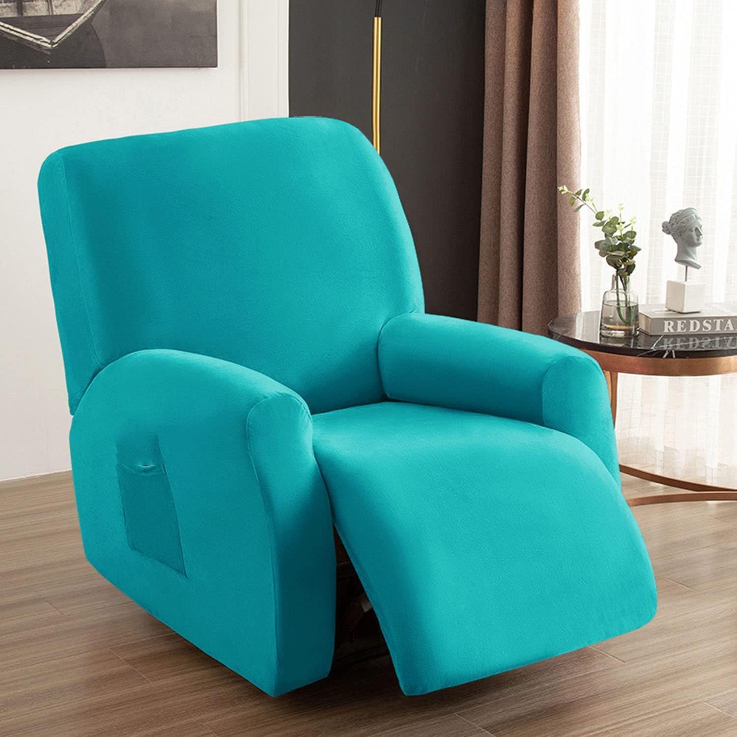 1 Seater Spandex Recliner Slipcover, Stretch Fit Armchair Sofa Cover, Non-Slip Recliner Couch Protector for Living Room Furniture (Color : C)