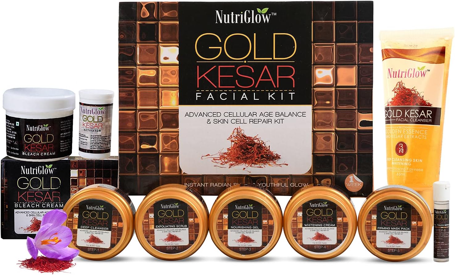 Women's Instant Glow Radiance Booster Foam Gold Kesar Facial Kit