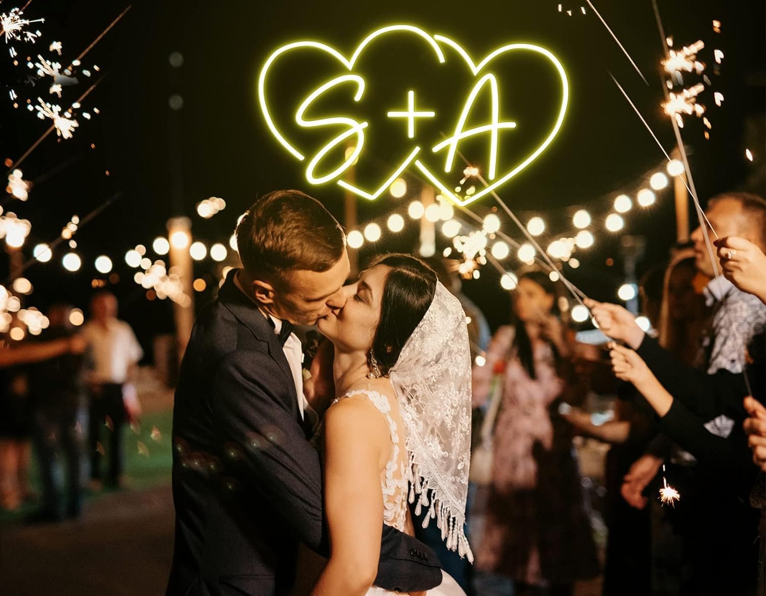 Neon Personalisierte Hochzeit Zeichen, Benutzerdefinierte LED Neon Dekoration für Paar Initialen und Engagement Party