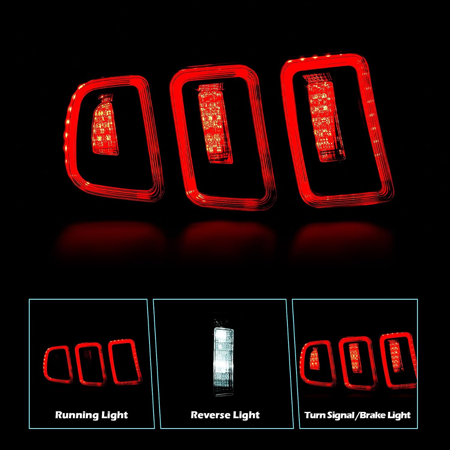 VRC 1 Pair LED Tail Light Fit for 2010-2014 Ford Mustang with Dynamic Running Turn Light Design, Ford Mustang Tail Light Replacement Assembly