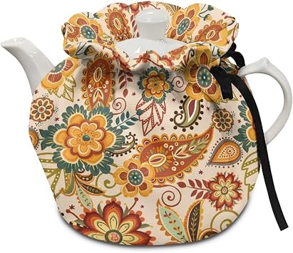 Fall Leaf Tea Cosy Cotton Boho Floral Teapot Dust Cover Tea Cozies Home Kitchen Accessories Tea Pots Cozy with Elastic Band Thanksgiving Decoration