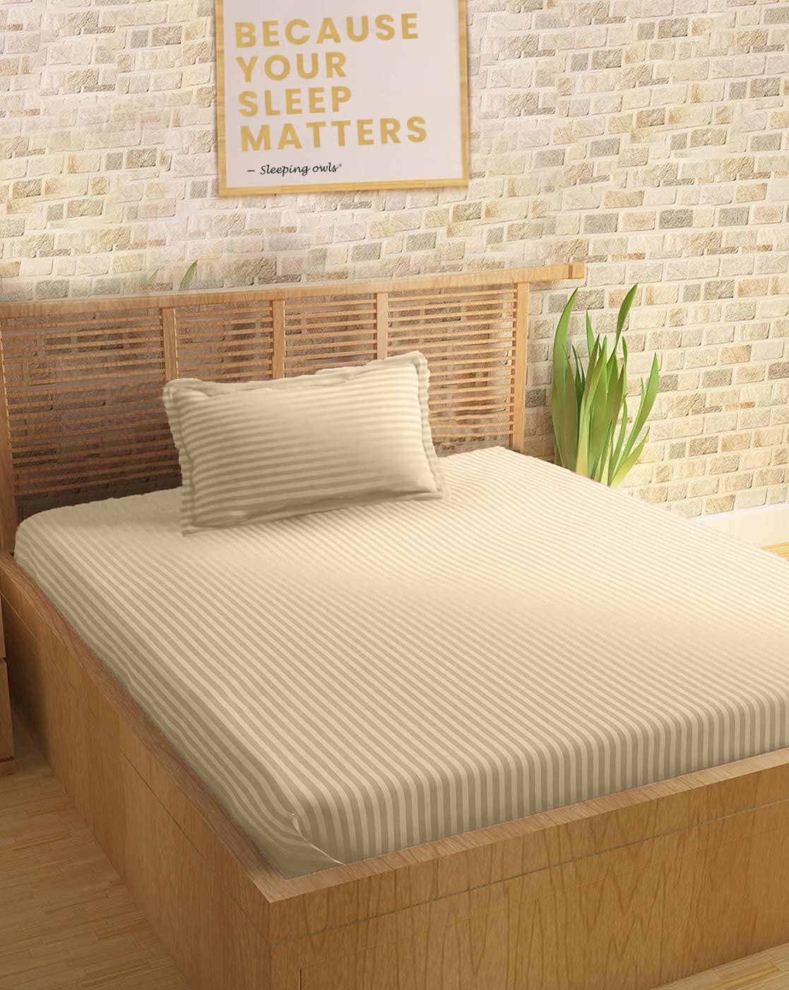 Sleeping Owls Colors (Beige-110) Luxury Soft 100% Cotton Satin Stripe 210 Tc 1N Single Bedsheet with 1Pc Pillow Cover-152 cm X229 cm (B08WPGQGLW) Amazon Price History, Amazon Price Tracker