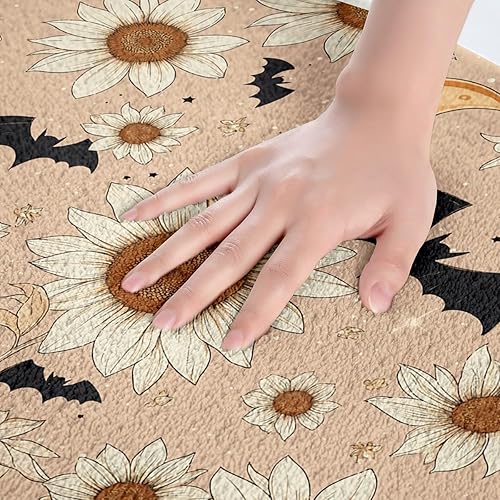 Miniatura 5 de Erosebridal Groovy Daisy - Tapete de baño para niñas y mujeres, tapete de baño de microfibra floral retro con diseño de luna y estrellas, tapete de