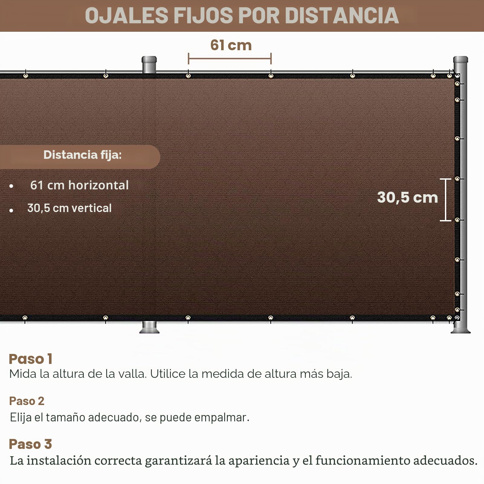Duerer Malla de Ocultacion Jardin 1.8m x 15.2m Malla de Sombreo 170g/m² Densidad HDPE Protección UV Privacidad para Vallas De Jardin, Terraza, Balcón y Vallas, Marrón