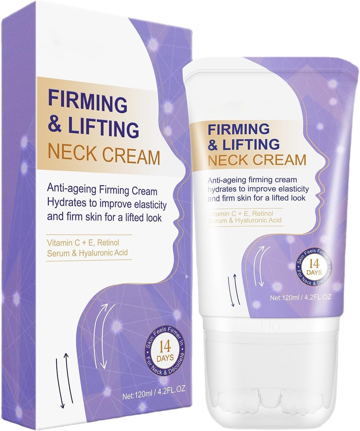 Neck and décolleté cream with niacinamide and hyaluronic acid, neck firming cream to reduce wrinkles, necklines, natural fixing neck cream for smooth and youthful skin