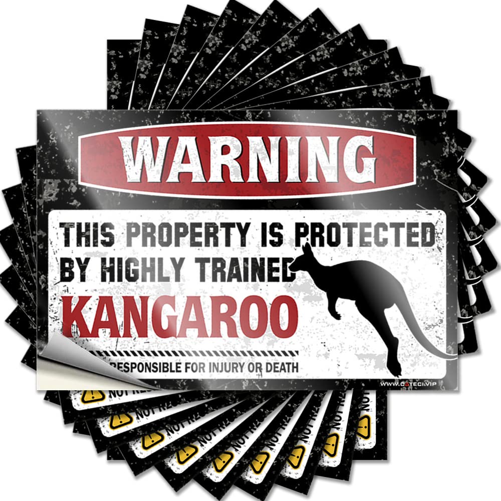 Decal Funny Adult Work for Vinyl Number Sticky Back - Warning This Property is Protected By A Highly Trained Kangaroo Bar Signs Home(6X9CM-10Pcs)