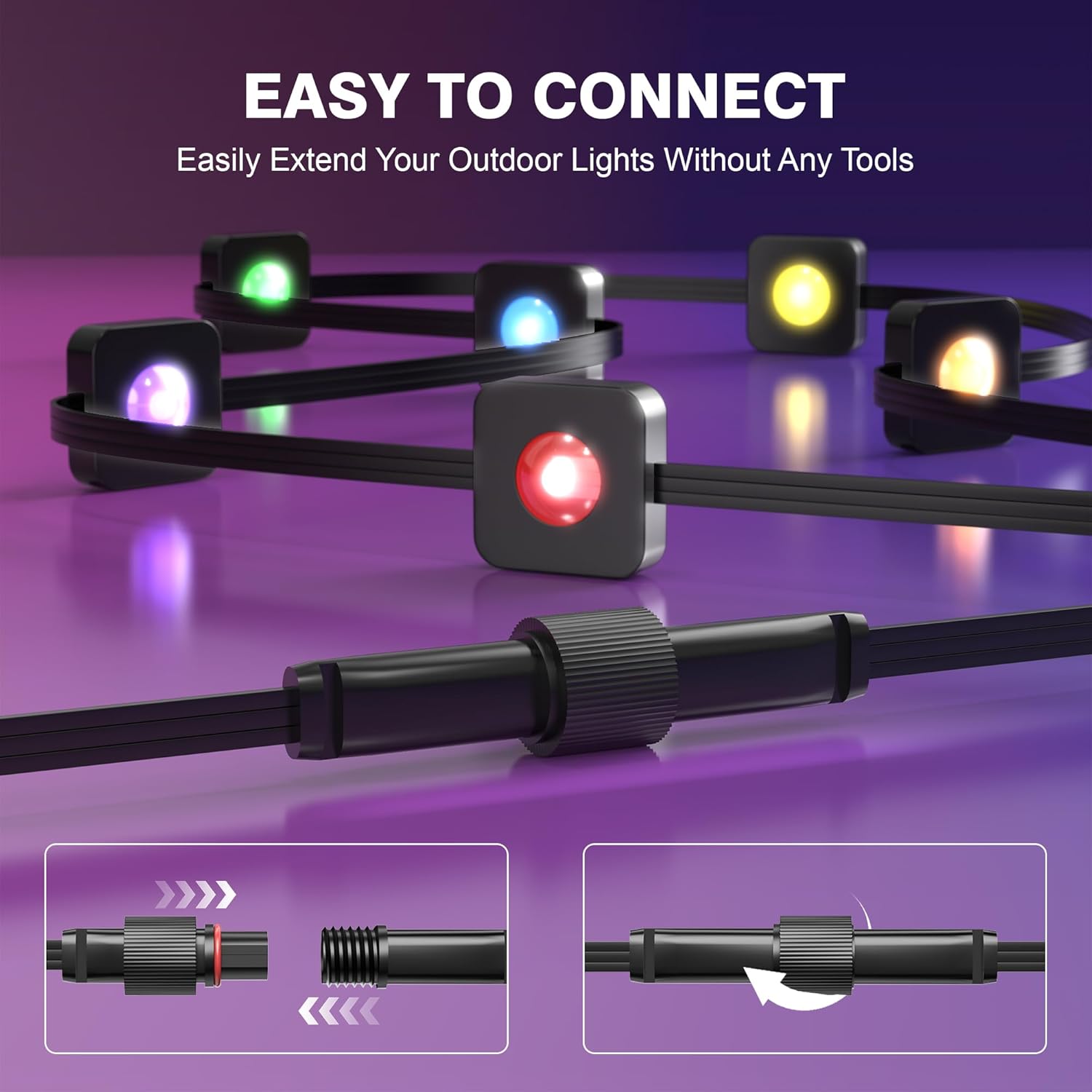 16Ft Extension Cable for Govee Permanent Outdoor Lights 2/Pro, Deck Lights, IP68 Waterproof Extension Cord Compatible with Govee H705A H705B H705C, H706A H706B H706C, H7067 H7068 H7069-Black