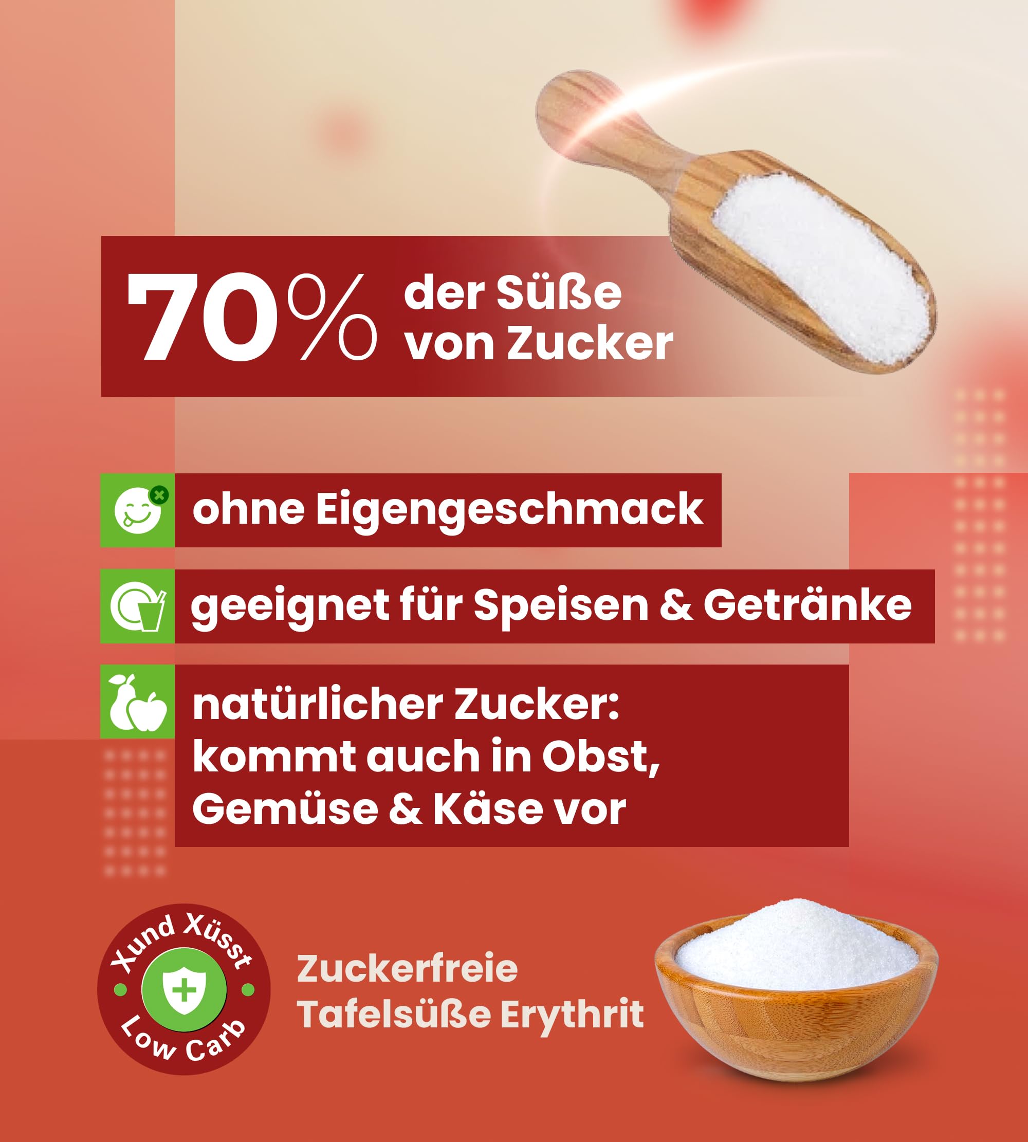 20kg Erythrit | 20 x 1kg Standbeutel | zuckerfreie Tafelsüße | 0 Kalorien | vegan | 70% Süßkraft von Zucker | ohne Gentechnik